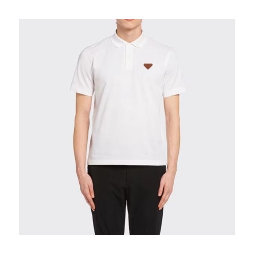프라다 남성 화이트 폴로 반팔티 - Mens White Tshirts - Pra02659x