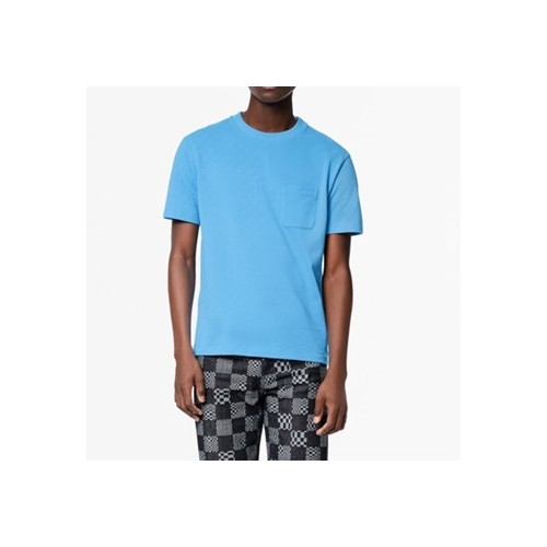 루이비통 남성 블루 크루넥 반팔티 - Mens  Blue Tshirts - lou04159x
