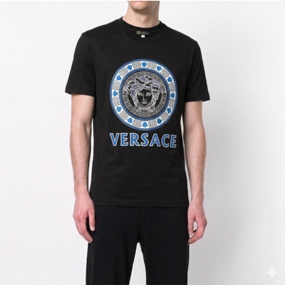 베르사체 남성 블랙 크루넥 반팔티 - Mens Black Tshirts - ver0894x