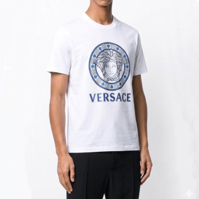 베르사체 남성 화이트 크루넥 반팔티 - Mens White Tshirts - ver0895x