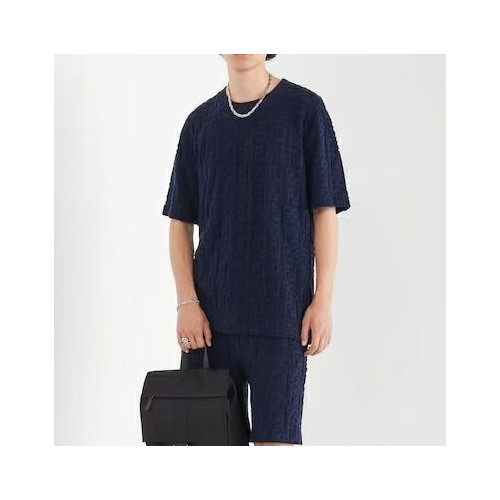 펜디 남성 크루넥 네이비 반필티 - Mens Navy Tshirts - fen01178x