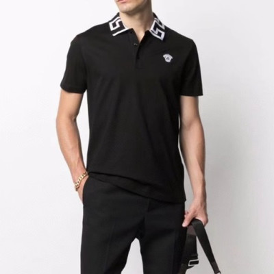 베르사체 남성 블랙 폴로 반팔티 - Mens Black Tshirts - ver0899x