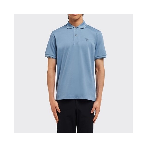 프라다 남성 블루 폴로 반팔티 - Mens Blue Tshirts - Pra02671x