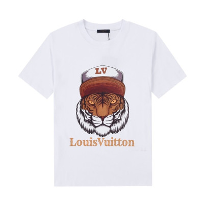 루이비통 남성 화이트 크루넥 반팔티 - Mens White Tshirts - lou04198x