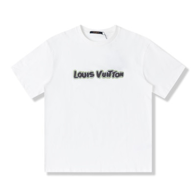 루이비통 남성 화이트 크루넥 반팔티 - Mens White Tshirts - lou04321x