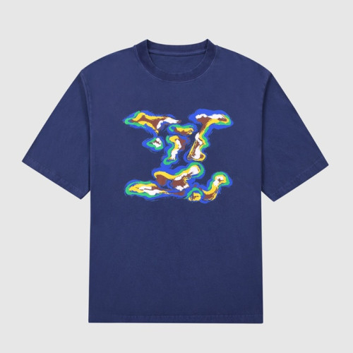 루이비통 남성 블루 크루넥 반팔티 - Mens Blue Tshirts - lou04337x