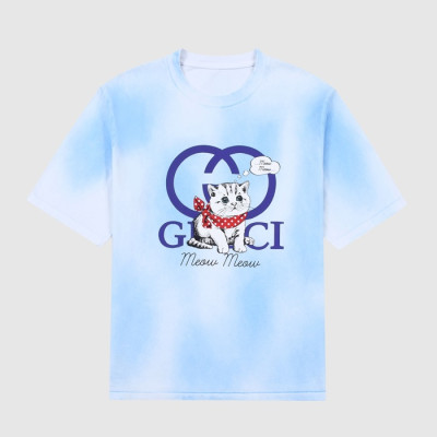 구찌 여성 크루넥 블루 반팔티 - Womens Blue Tshirts - guc04832x