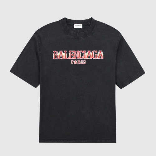 발렌시아가 남성 크루넥 블랙 반팔티 - Mens Black Tshirts - bal01500x