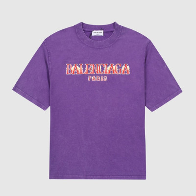 발렌시아가 남성 퍼플 크루넥 반팔티 - Mens Purple Tshirts - bal01502x