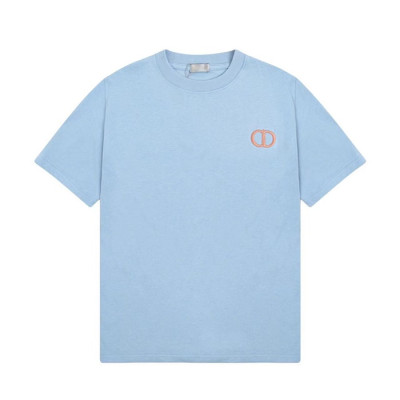 디올 남성 블루 크루넥 반팔티 - Mens Blue Tshirts - dio01857x