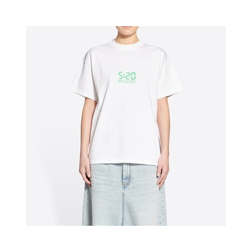 발렌시아가 남성 크루넥 화이트 반팔티 - Mens White Tshirts - bal01538x