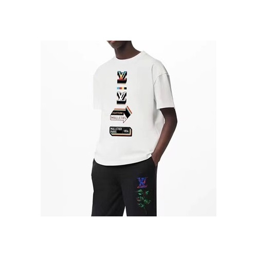 루이비통 남성 화이트 크루넥 반팔티 - Mens White Tshirts - lou04859x