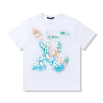 루이비통 남/녀 화이트 크루넥 반팔티 - Unisex White Tshirts - lou04864x