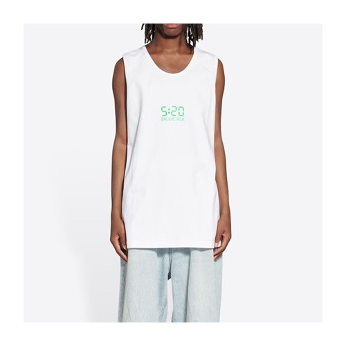 발렌시아가 남성 크루넥 화이트 반팔티 - Mens White Tshirts - bal01554x