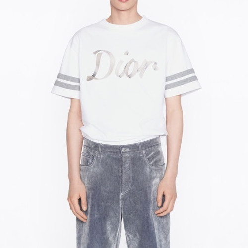 디올 남성 화이트 크루넥 반팔티 - Mens White Tshirts - dio01865x