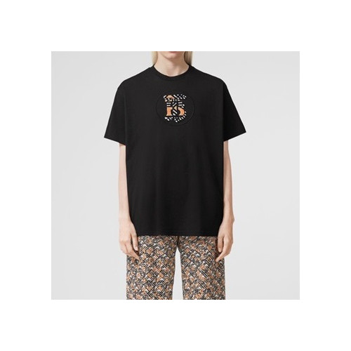 버버리 남/녀 블랙 크루넥 반팔티 - Unisex Black Tshirts - Bur04351x