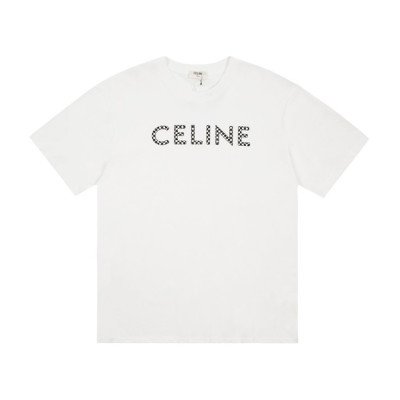 셀린느 남성 크루넥 화이트 반팔티 - Mens White Tshirts - cel0417x