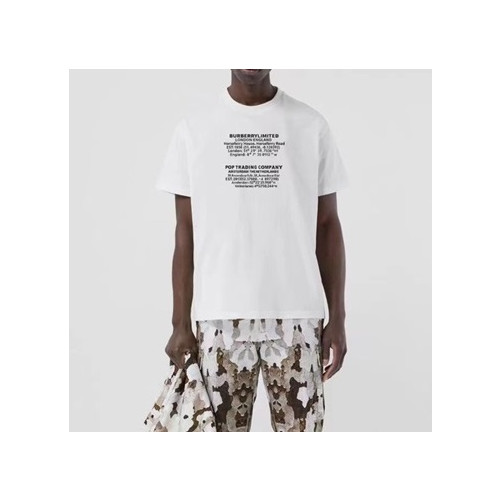 버버리 남성 화이트 크루넥 반팔티 - Mens White Tshirts - Bur04375x