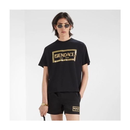 펜디 남성 블랙 크루넥 반팔티 - Mens Black Tshirts - fen01242x