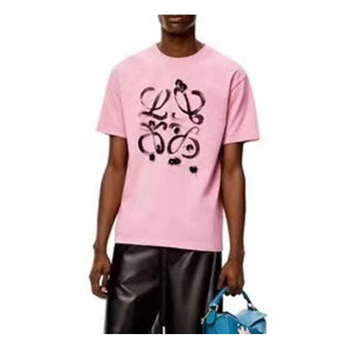 로에베 남성 이니셜 핑크 반팔티 - Mens Pink Tshirts - loe0617x