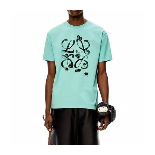 로에베 남성 이니셜 블루 반팔티 - Mens Blue Tshirts - loe0618x