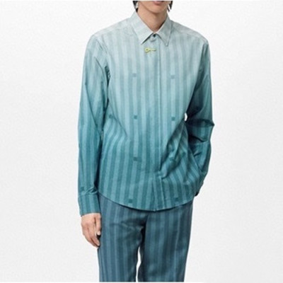 루이비통 남성 이니셜 블루 셔츠 - Mens Blue Tshirts - lou04928x