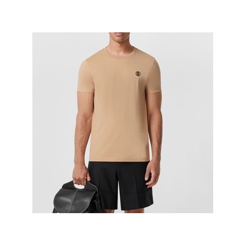 버버리 남성 베이지 크루넥 반팔티 - Mens Beige Tshirts - Bur04389x