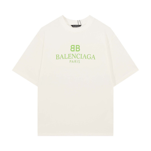 발렌시아가 남성 크루넥 아이보리 반팔티 - Mens Ivory Tshirts - bal01580x