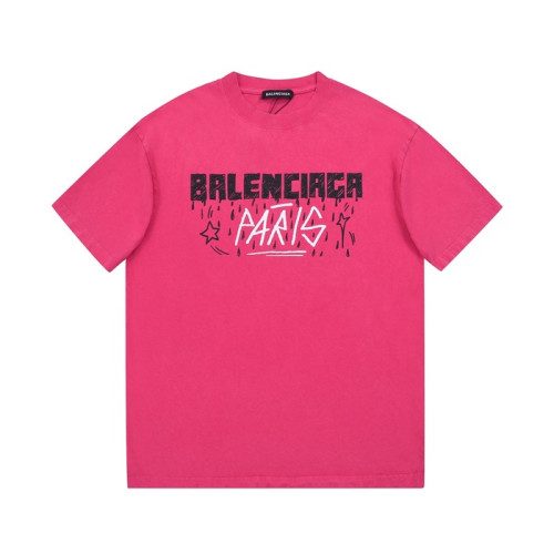 발렌시아가 남성 크루넥 핑크 반팔티 - Mens Pink Tshirts - bal01584x