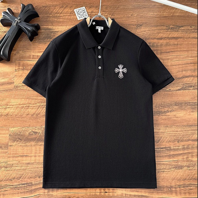 크롬하츠 남성 블랙 폴로 반팔티 - Mens Black Tshirts - chr0449x