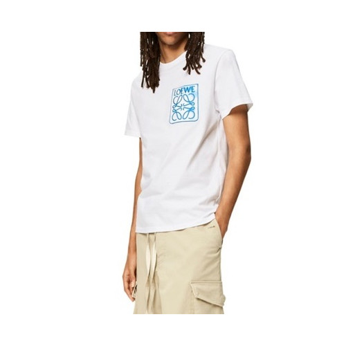 로에베 남/녀 이니셜 화이트 반팔티 - Unisex White Tshirts - loe0626x