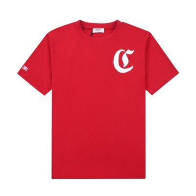 셀린느 남성 크루넥 레드 반팔티 - Celine Mens Red Tshirts - cel438x