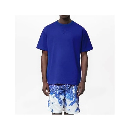 루이비통 남성 블루 크루넥 반팔티 - Mens Blue Tshirts - lou05075x
