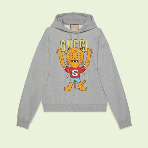 구찌 남/여 트렌디 그레이 후드티 - Unisex Gray Hoodie - guc05015x
