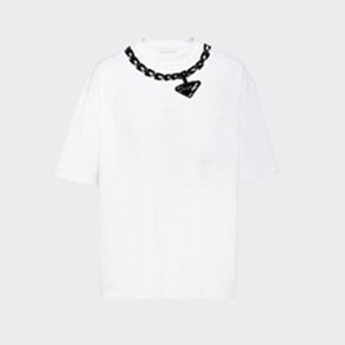 프라다 남성 크루넥 화이트 반팔티 - Mens White Tshirts - Pra02739x