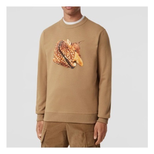 버버리 남성 크루넥 카멜 맨투맨 - Unisex Camel Tshirts - bur04486x