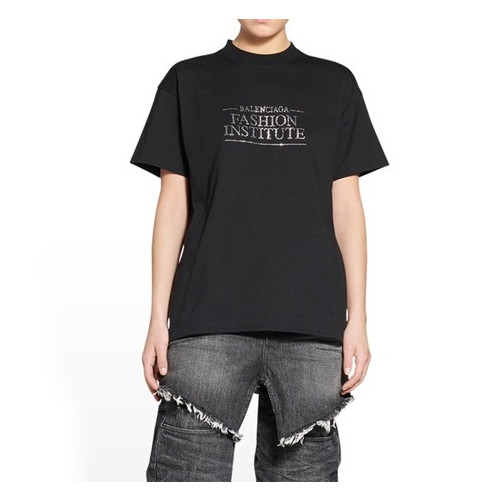 발렌시아가 남성 크루넥 블랙 반팔티 - Mens Black Tshirts - bal01639x