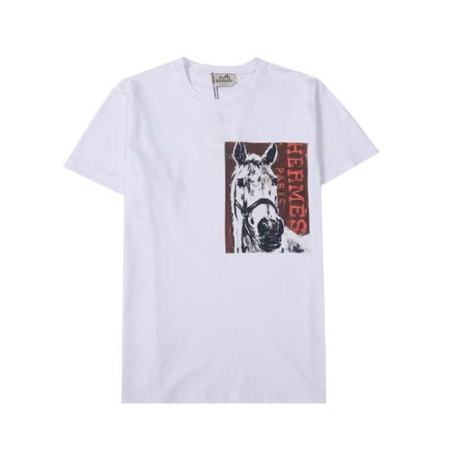 에르메스 남자 화이트 크루넥 반팔티 - Mens White Tshirts - her0890x