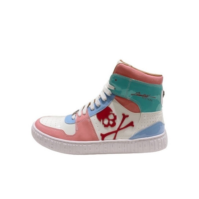 필립플레인 남성 하이탑 핑크 스니커즈 - Mens Pink Sneakers - phi0166x