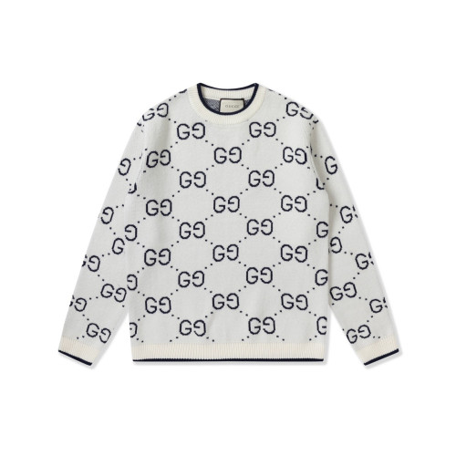 구찌 남성 화이트 크루넥 니트 - Mens White Knits - guc05148x