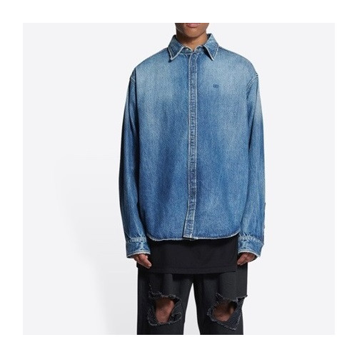 발렌시아가 트렌디 남성 블루 셔츠 - Mens Blue Tshirts - bal01680x