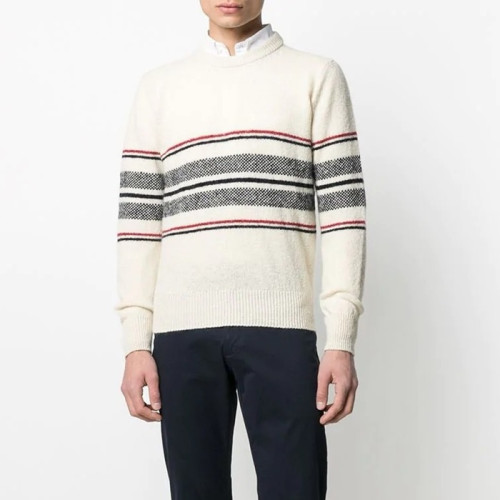 톰브라운 남성 라운드 니트 - Thom Browne Mens Ivory Knit - thom585x