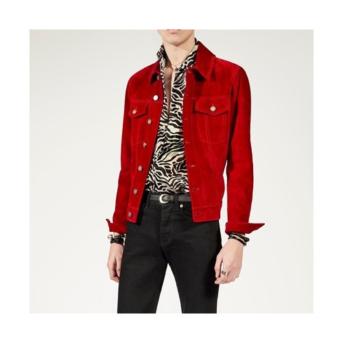 입생로랑 남성 레드 가죽 자켓 - Mens Red Jackets - ysl0133x