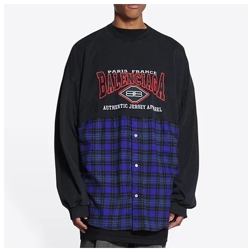 발렌시아가 남성 캐쥬얼 블랙 맨투맨 - Mens Black Tshirts - bal01691x
