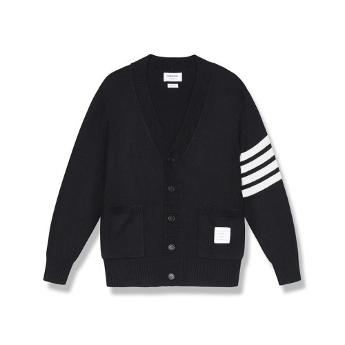 톰브라운 남성 브이넥 블랙 가디건 - Mens Black Cardigan - thom0619x