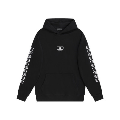 발렌시아가 남/여 캐쥬얼 블랙 후드티 - Unisex Black Hoodie - bal01694x