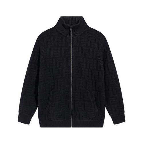 펜디 남성 트렌디 블랙 집업 니트 - Fendi Mens Black Sweaters - fen01293x