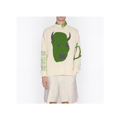 디올 남성 크루넥 화이트 스웨터 - Dior Mens White Sweaters - dio02151x