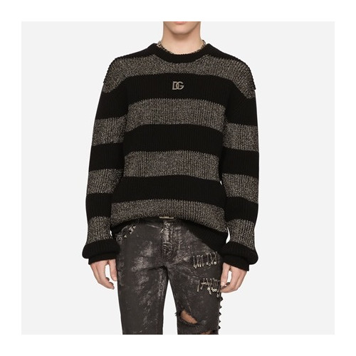 돌체앤가바나 남성 블랙 크루넥 니트 - Dolce&Gabbana Mens Black Knits - dol0358x
