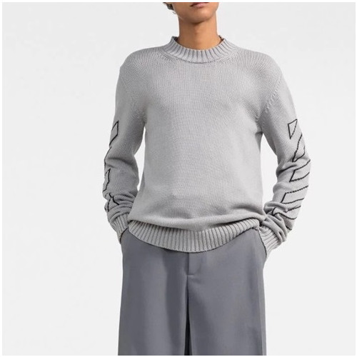 오프화이트 남성 그레이 크루넥 니트 - Off-white Mens Gray Knits - off0846x